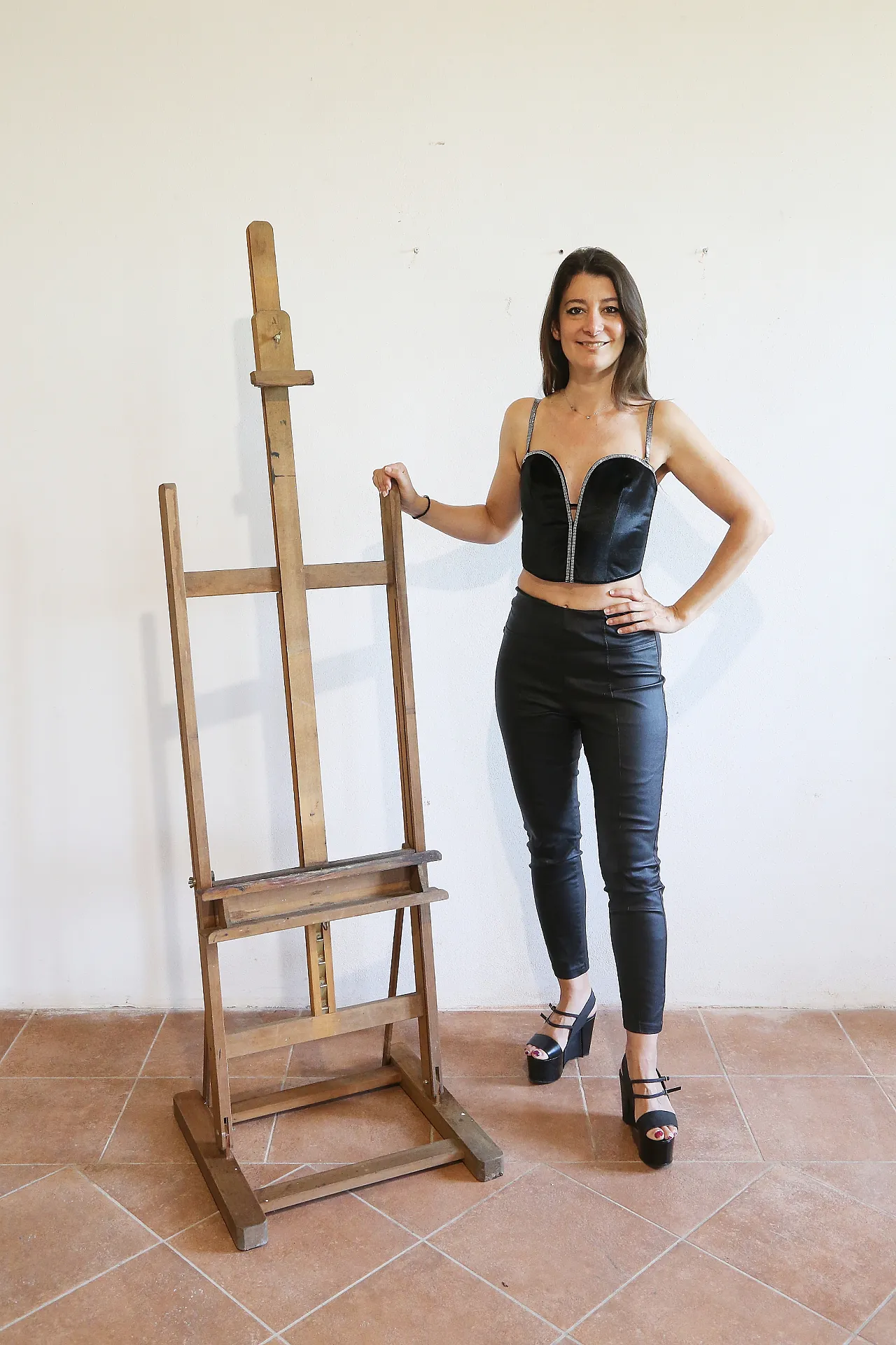 Beech wood painter's studio easel, 1970s 1