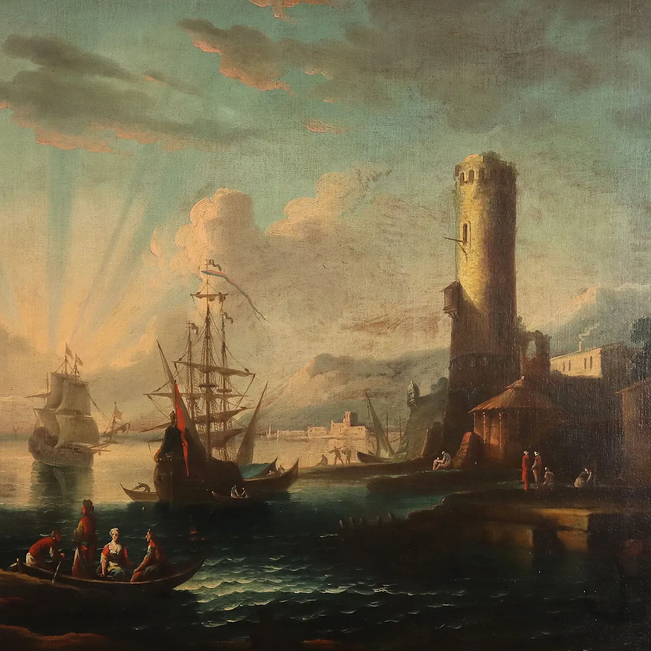 Dipinto Scena di Porto, '900 3