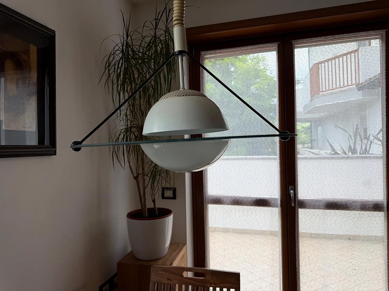 Space Age optical glass saliscendi pendant lamp, 1970s 1