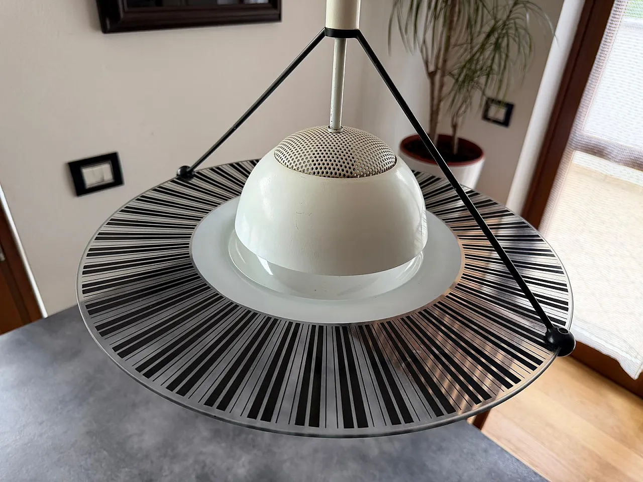 Space Age optical glass saliscendi pendant lamp, 1970s 5