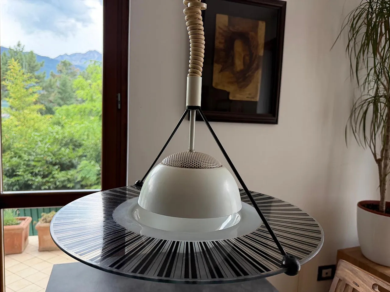 Space Age optical glass saliscendi pendant lamp, 1970s 6