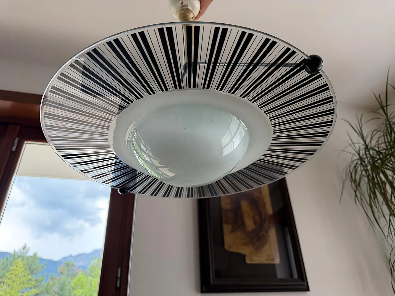 Space Age optical glass saliscendi pendant lamp, 1970s 7
