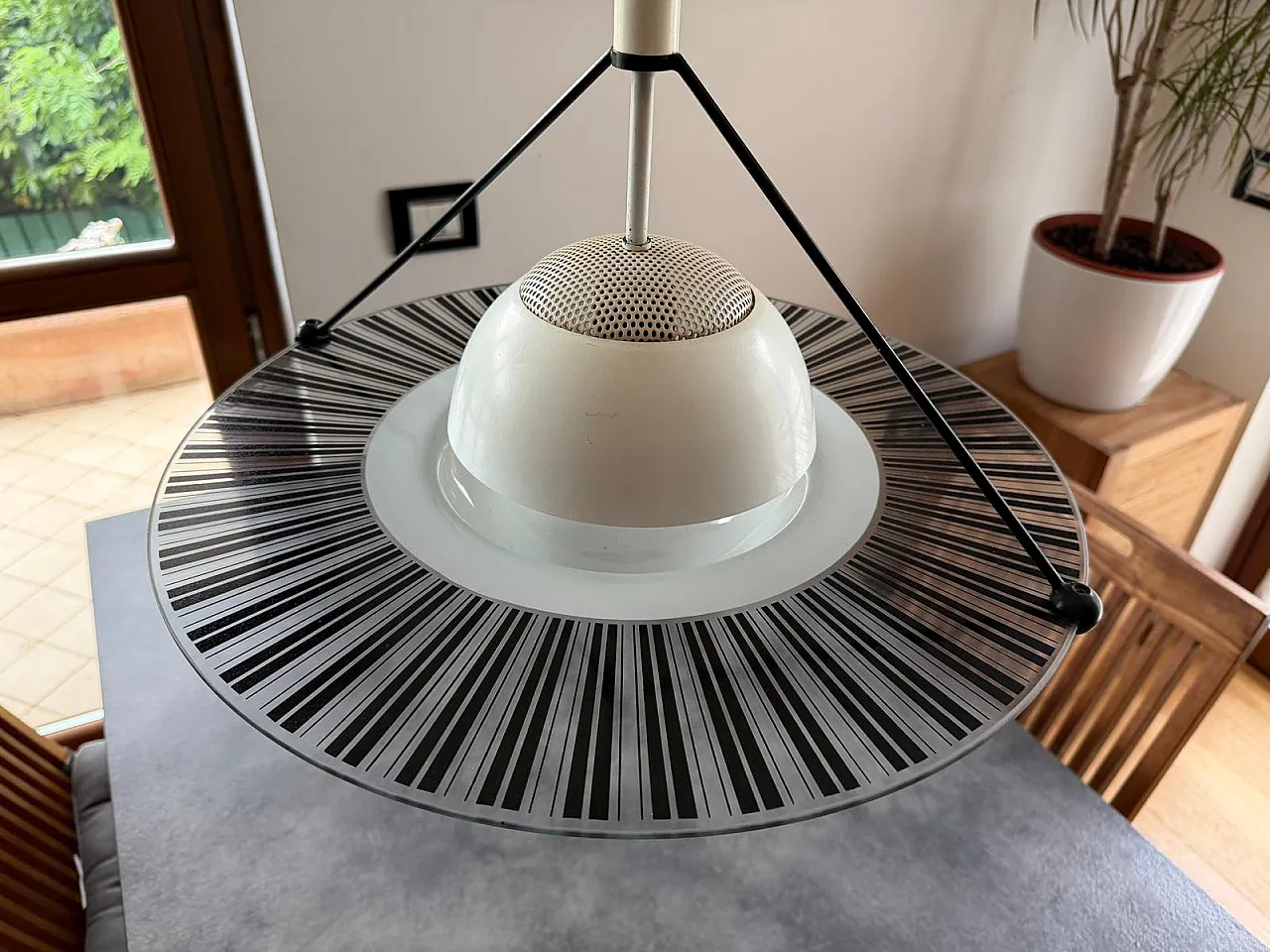 Space Age optical glass saliscendi pendant lamp, 1970s 8