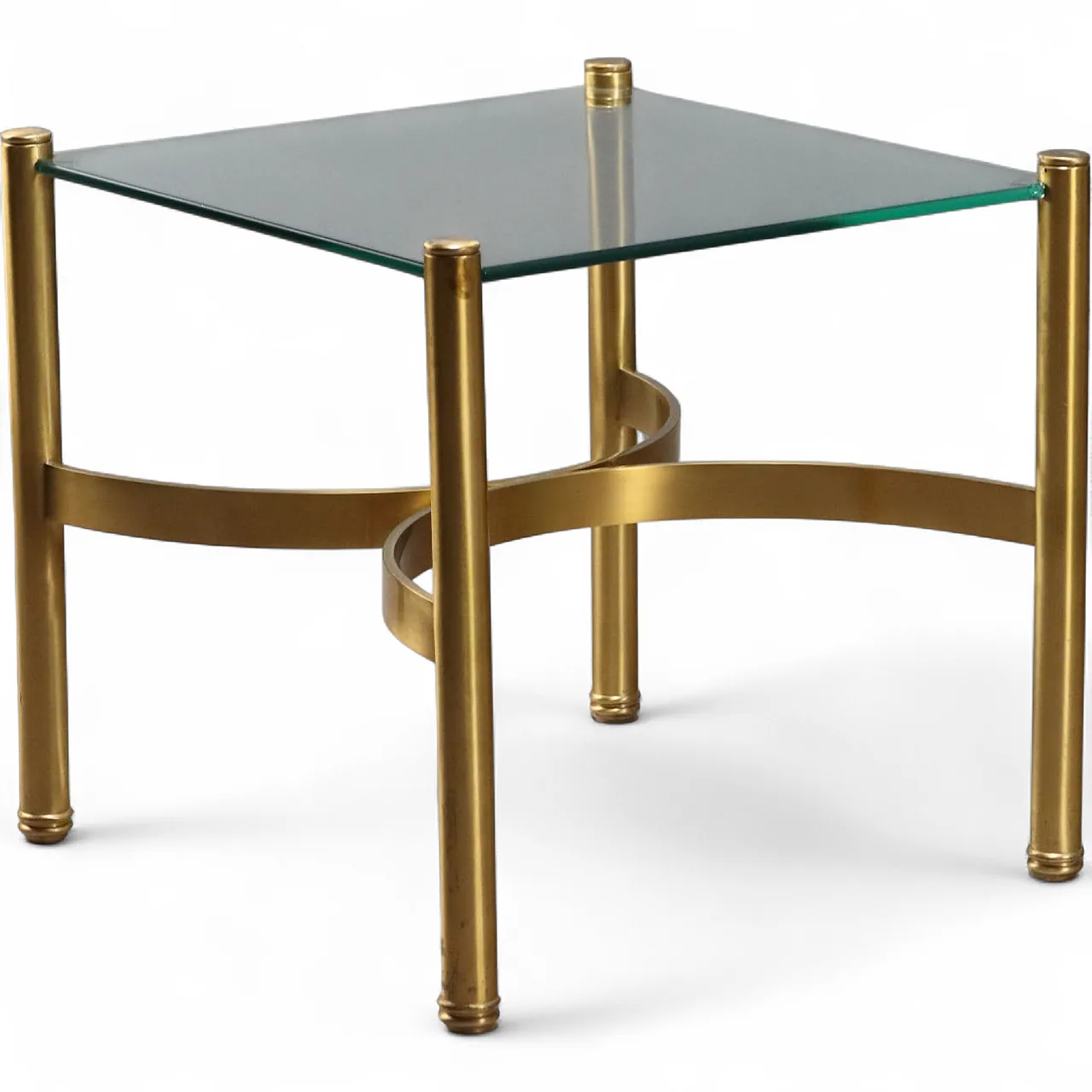 Tavolino Anni \'70 in Ottone con Piano in Vetro 10