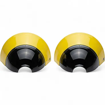 Coppia di applique in vetro di Murano giallo e nero, anno '80