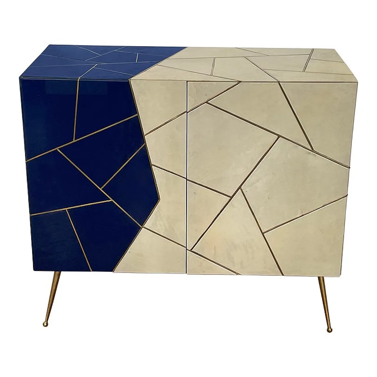 Credenza in vetro e pergamena, anni '80 1