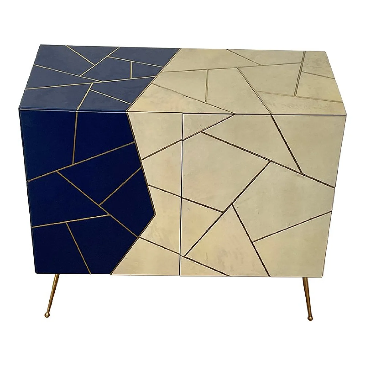Credenza in vetro e pergamena, anni '80 2
