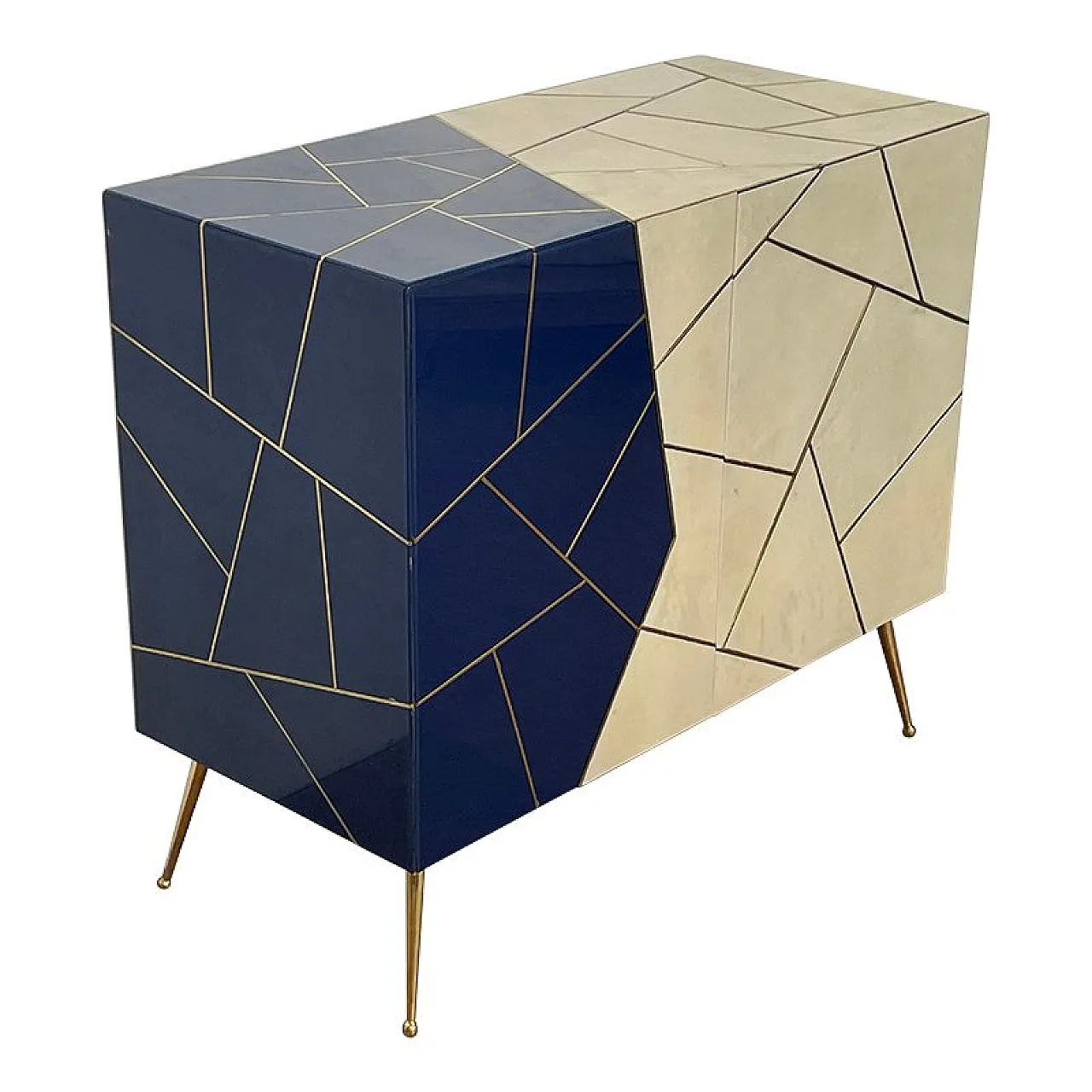 Credenza in vetro e pergamena, anni '80 3