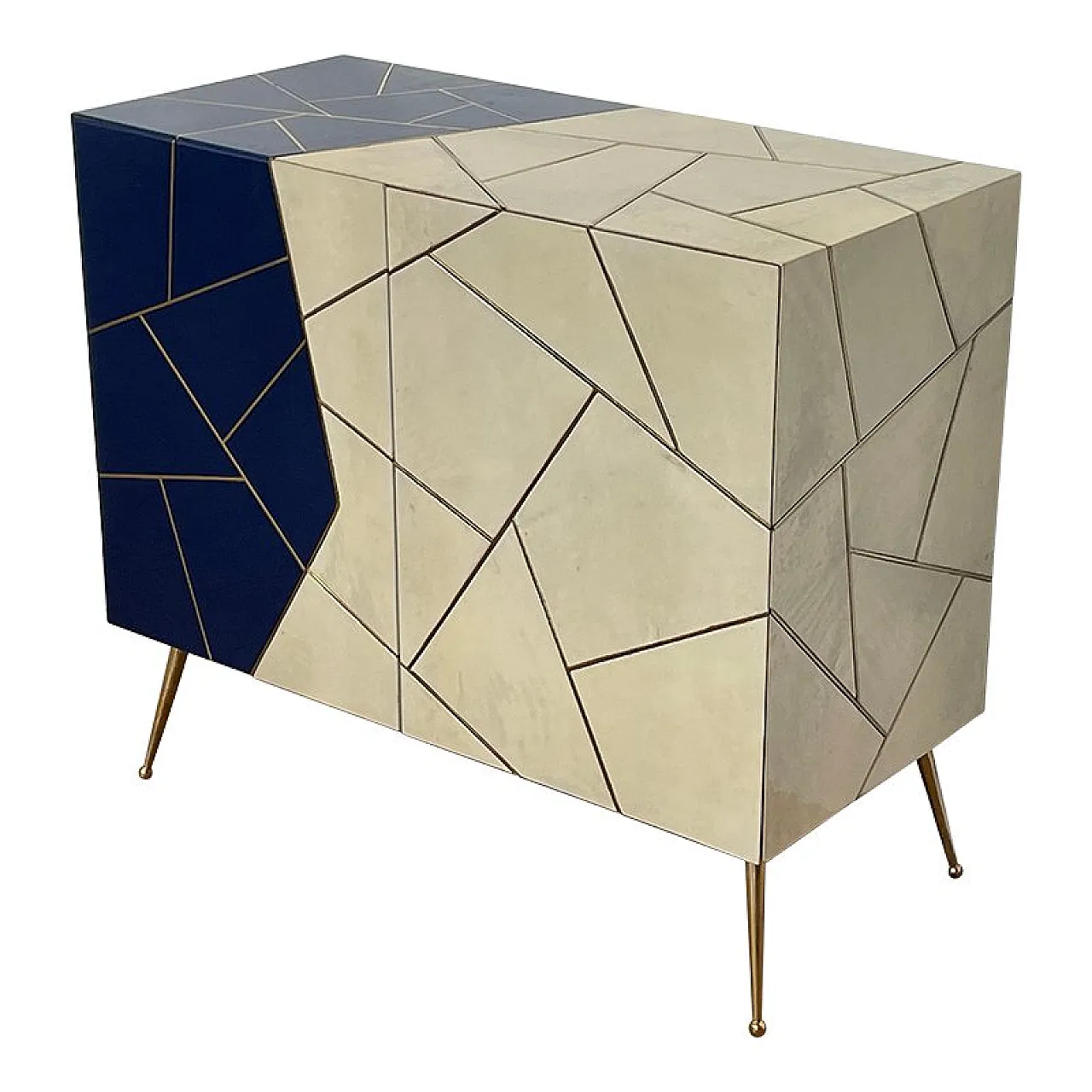 Credenza in vetro e pergamena, anni '80 4