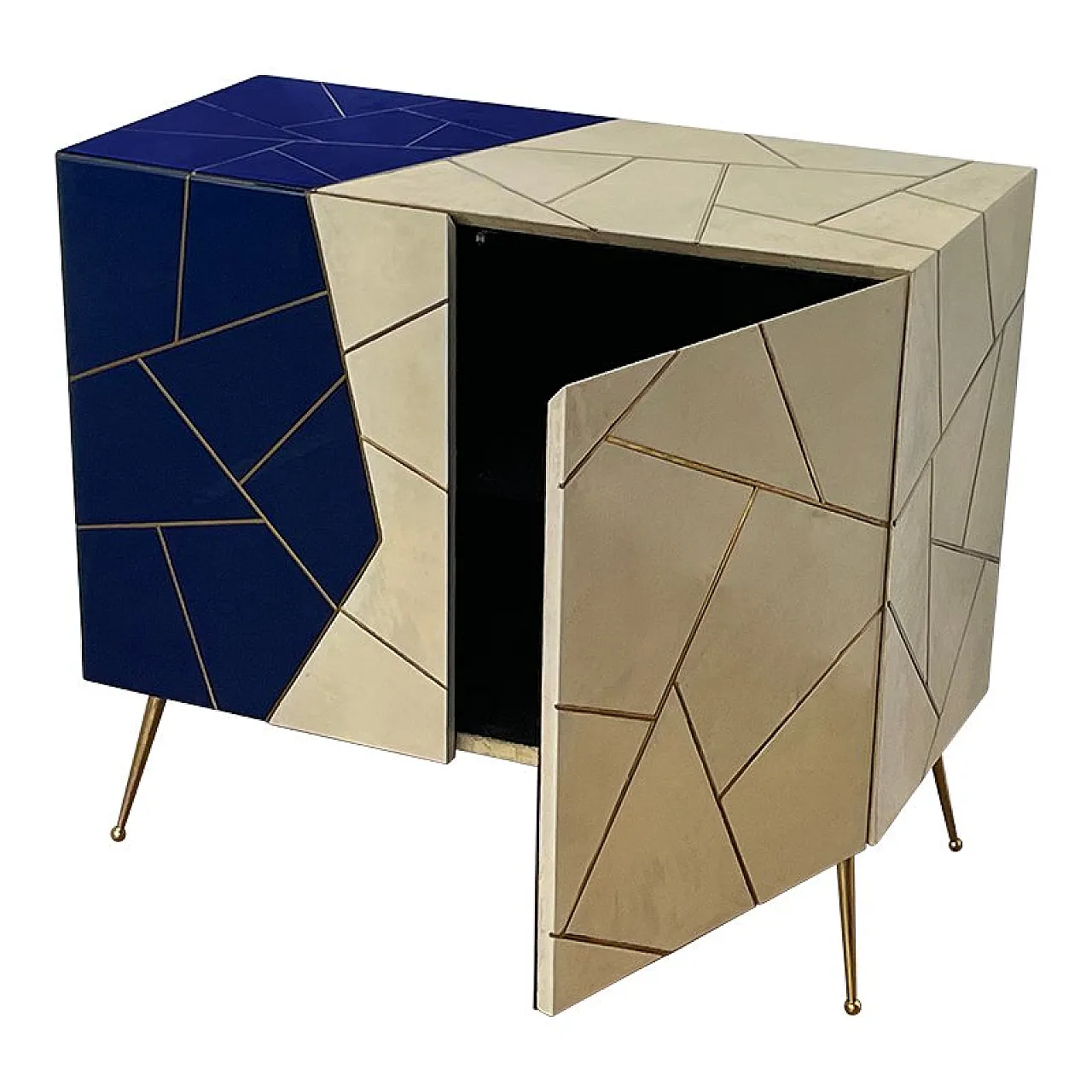 Credenza in vetro e pergamena, anni '80 5