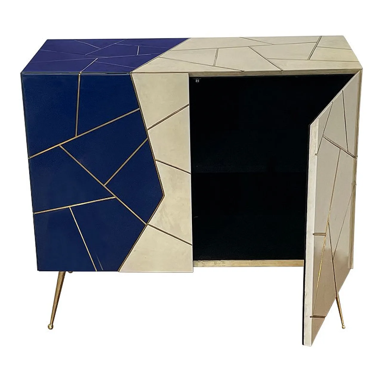 Credenza in vetro e pergamena, anni '80 6