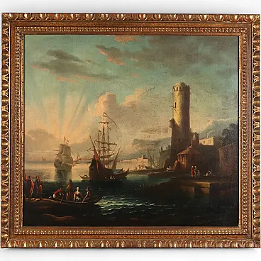 Dipinto Scena di Porto, '900