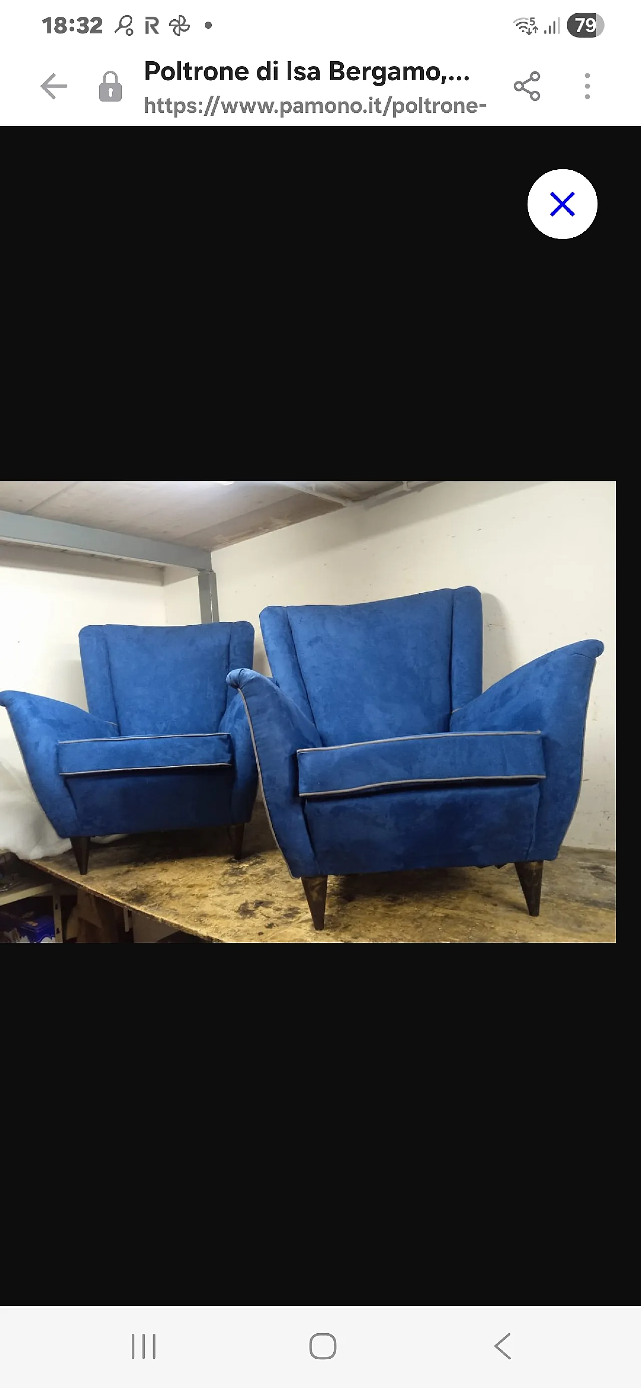 Pair of blue fabric armchairs by ISA Bergamo, 1950s 1