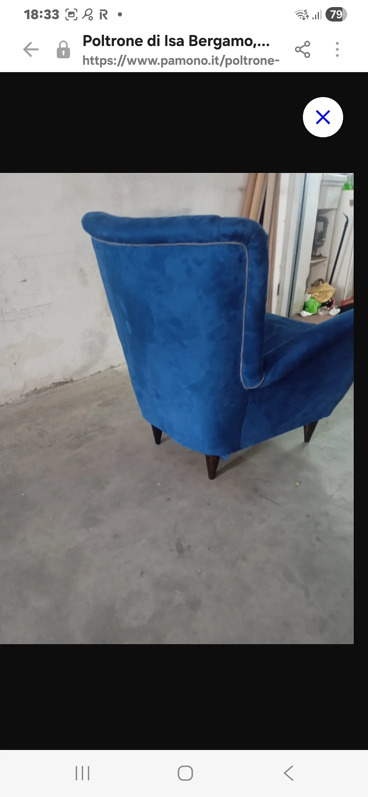 Pair of blue fabric armchairs by ISA Bergamo, 1950s 2