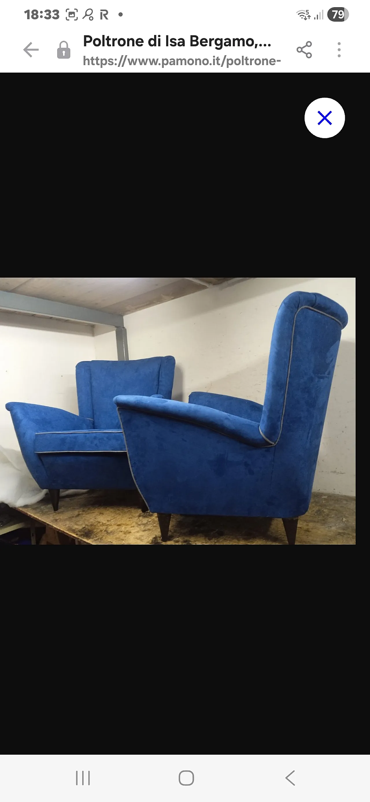 Pair of blue fabric armchairs by ISA Bergamo, 1950s 4