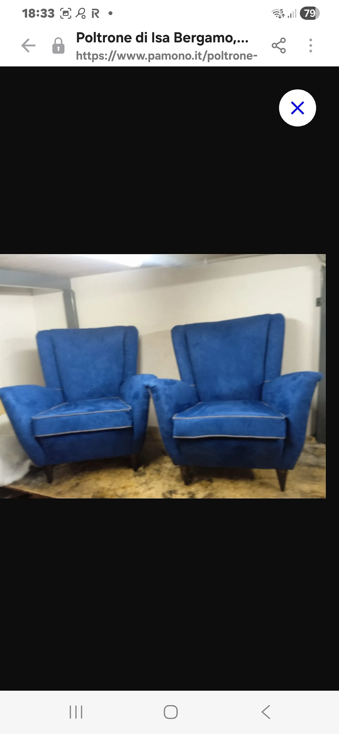 Pair of blue fabric armchairs by ISA Bergamo, 1950s 6