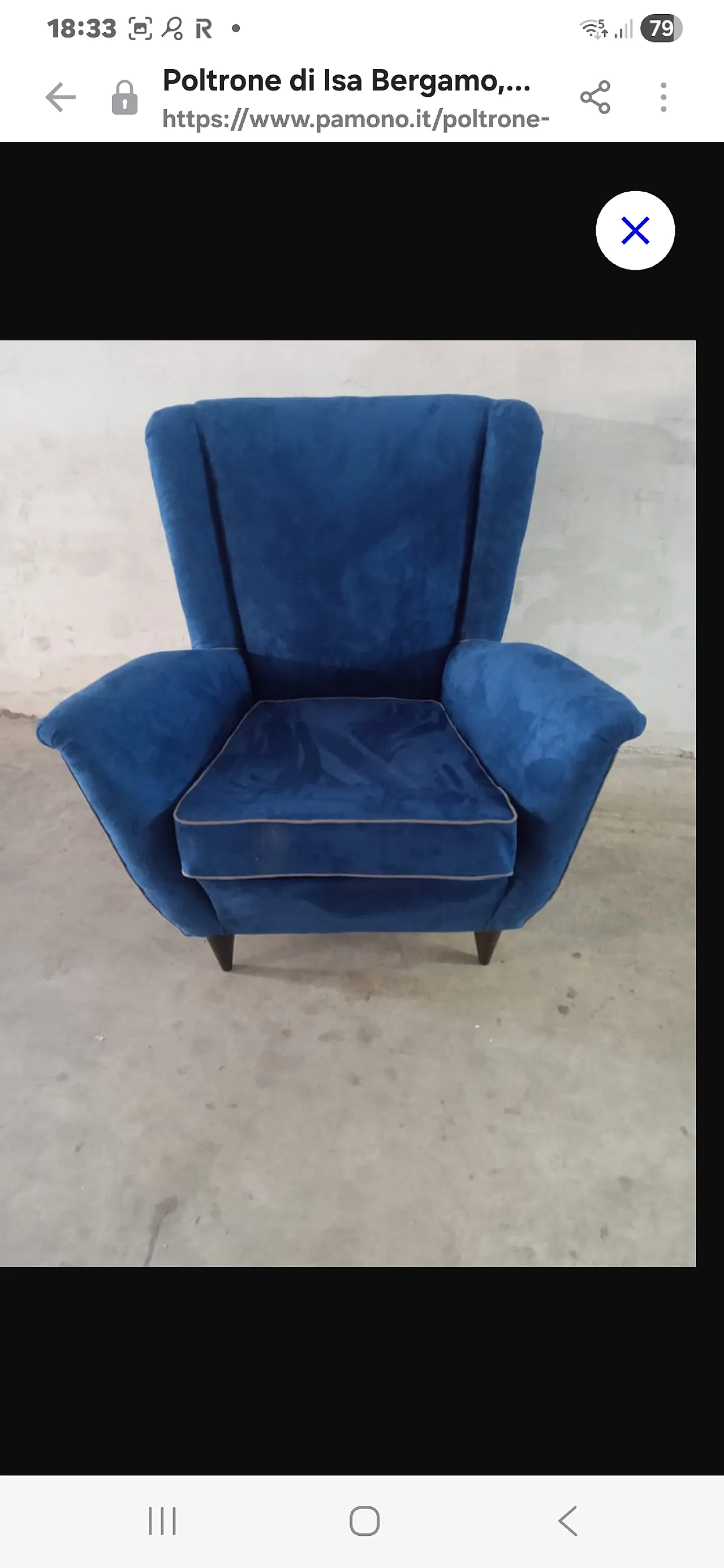 Pair of blue fabric armchairs by ISA Bergamo, 1950s 10