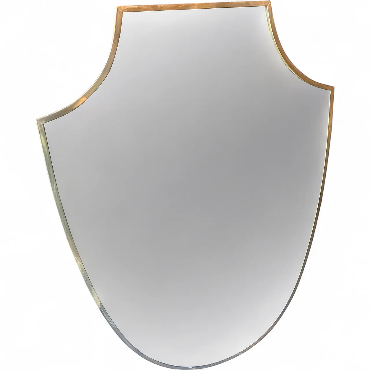 Specchio da parete con scudo d'ottone di Gio Ponti, anni '50 12