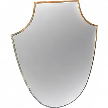 Gio Ponti brass shield wall mirror, 1950s