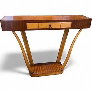 Gio Ponti style Mid-Century Modern wood console, 1950s