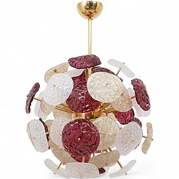 Lampadario Sputnik in vetro di Murano e ottone, '900