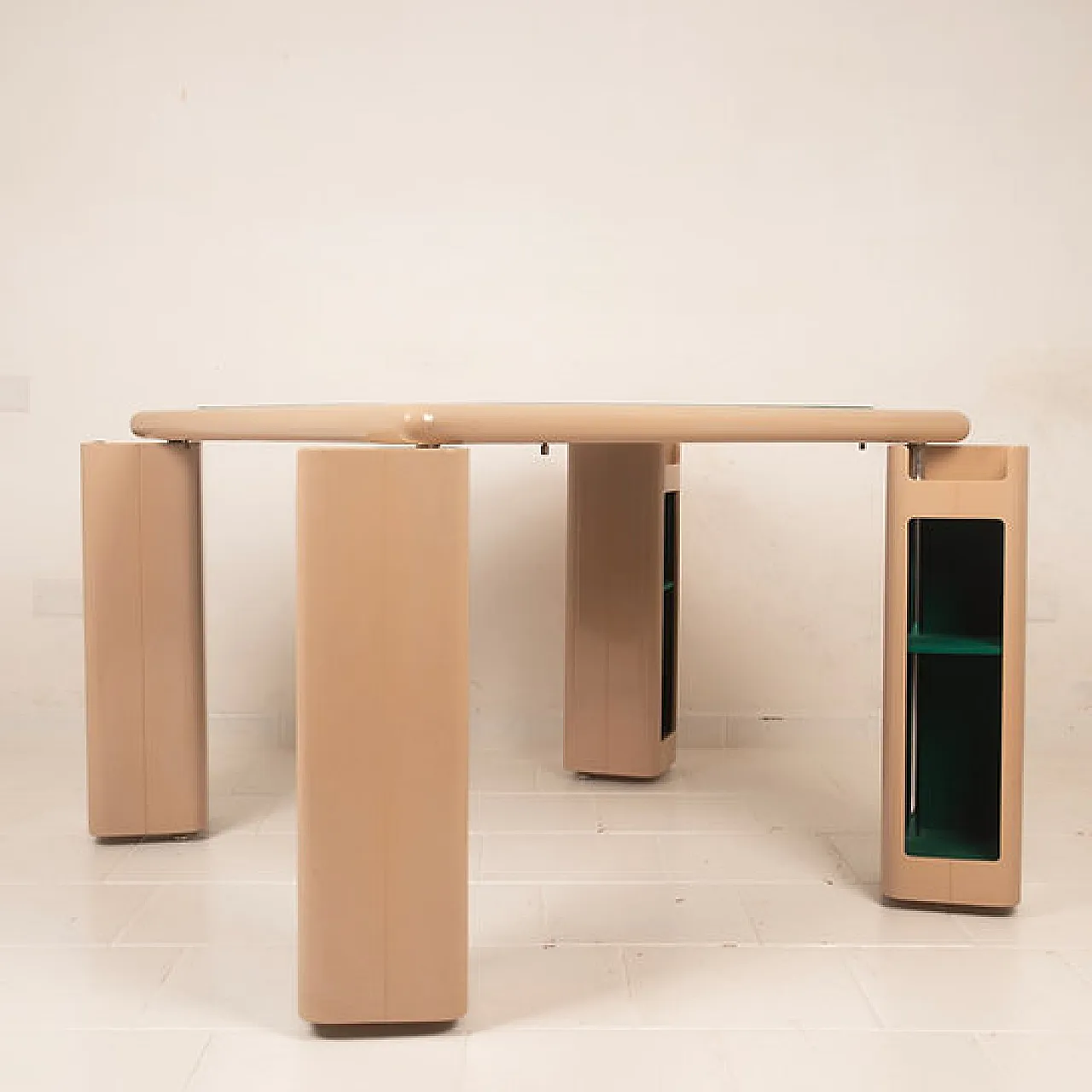 Tavolo Pierluigi Molinari in legno e feltro per Pozzi, anni '70 6