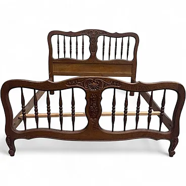 Struttura da letto in legno intagliato, primo '900