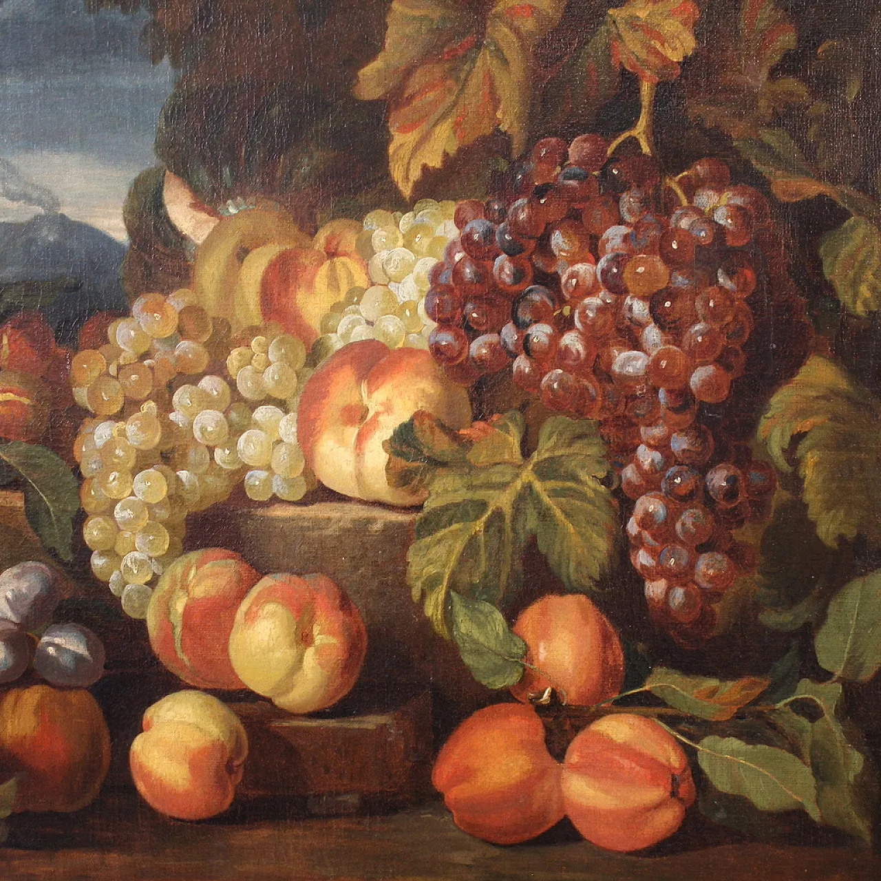 Antico dipinto italiano del XVII secolo, natura morta con frutta 4