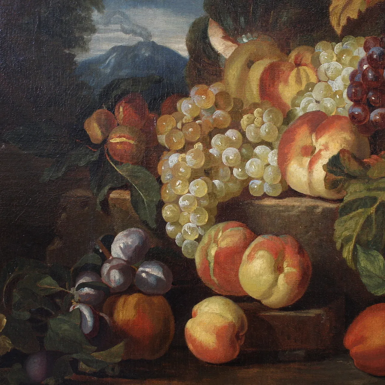 Antico dipinto italiano del XVII secolo, natura morta con frutta 5