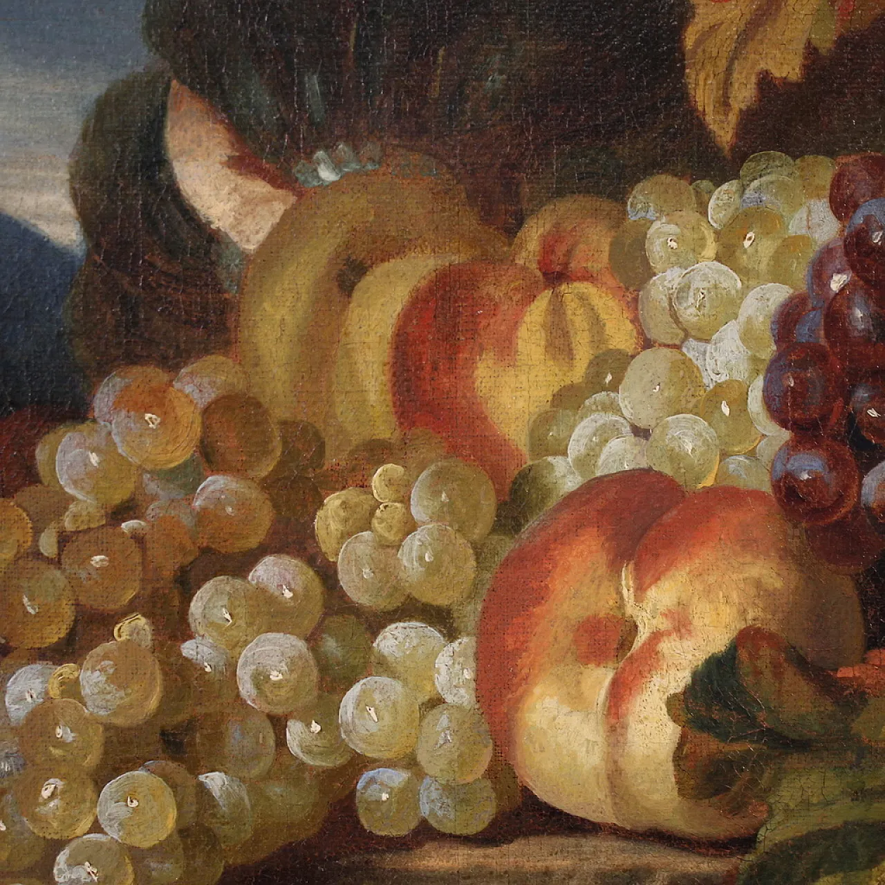 Antico dipinto italiano del XVII secolo, natura morta con frutta 8
