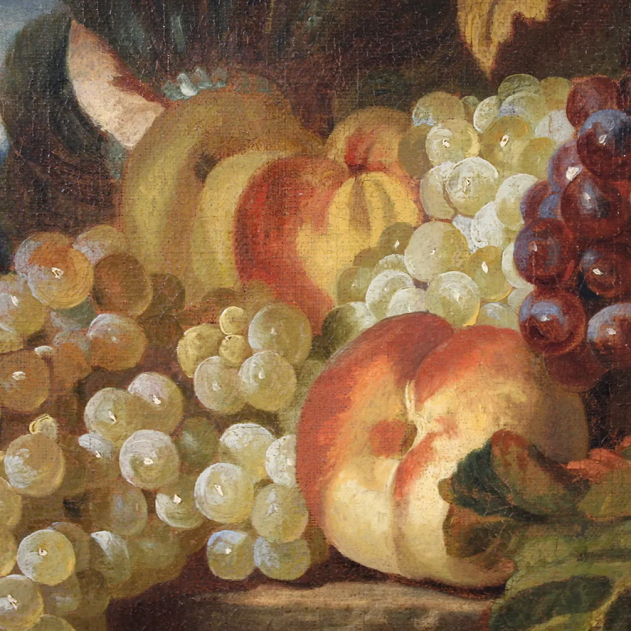 Antico dipinto italiano del XVII secolo, natura morta con frutta 12