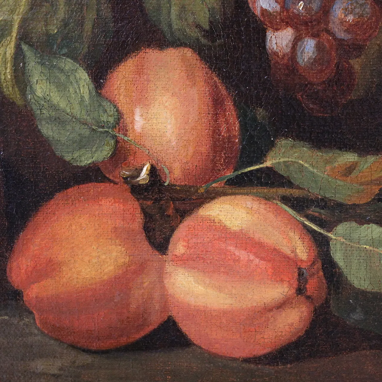 Antico dipinto italiano del XVII secolo, natura morta con frutta 13