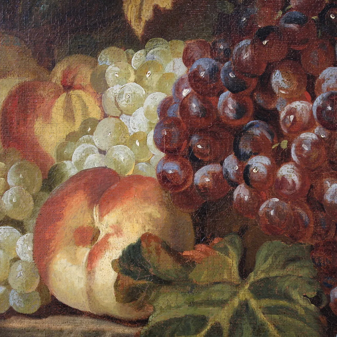 Antico dipinto italiano del XVII secolo, natura morta con frutta 15