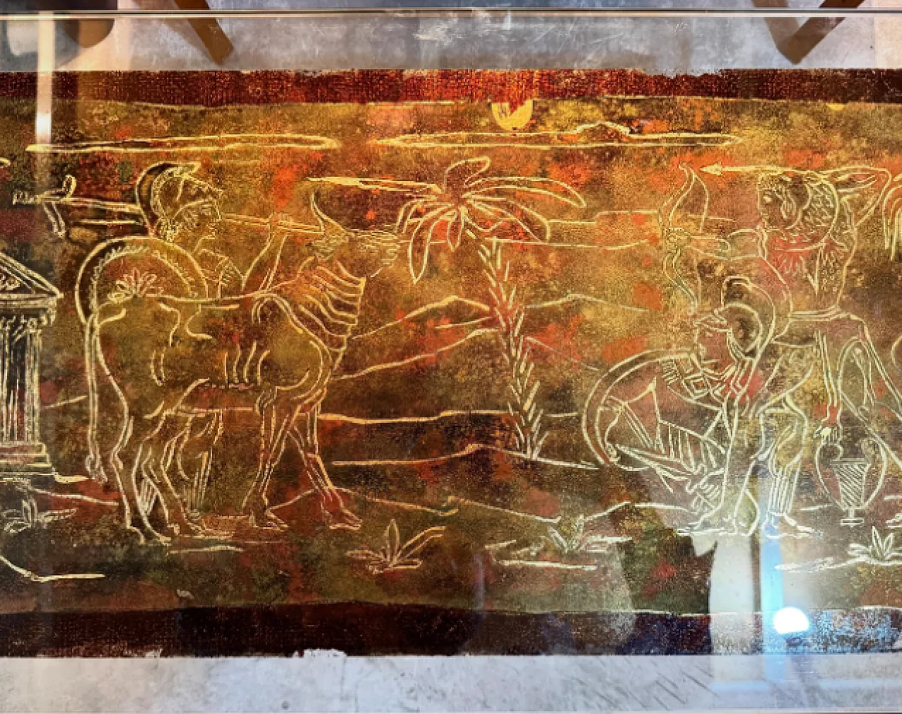 Haeti decorated panel coffee table, 1950s 3