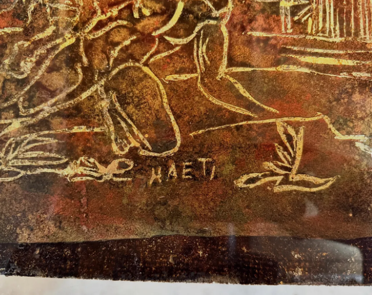Haeti decorated panel coffee table, 1950s 5