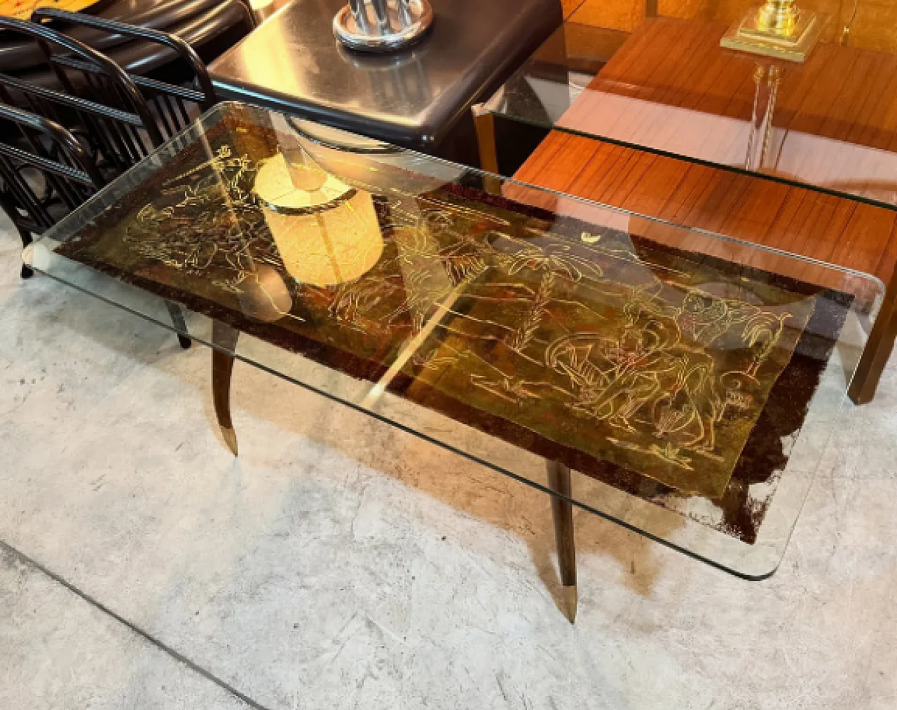 Haeti decorated panel coffee table, 1950s 8