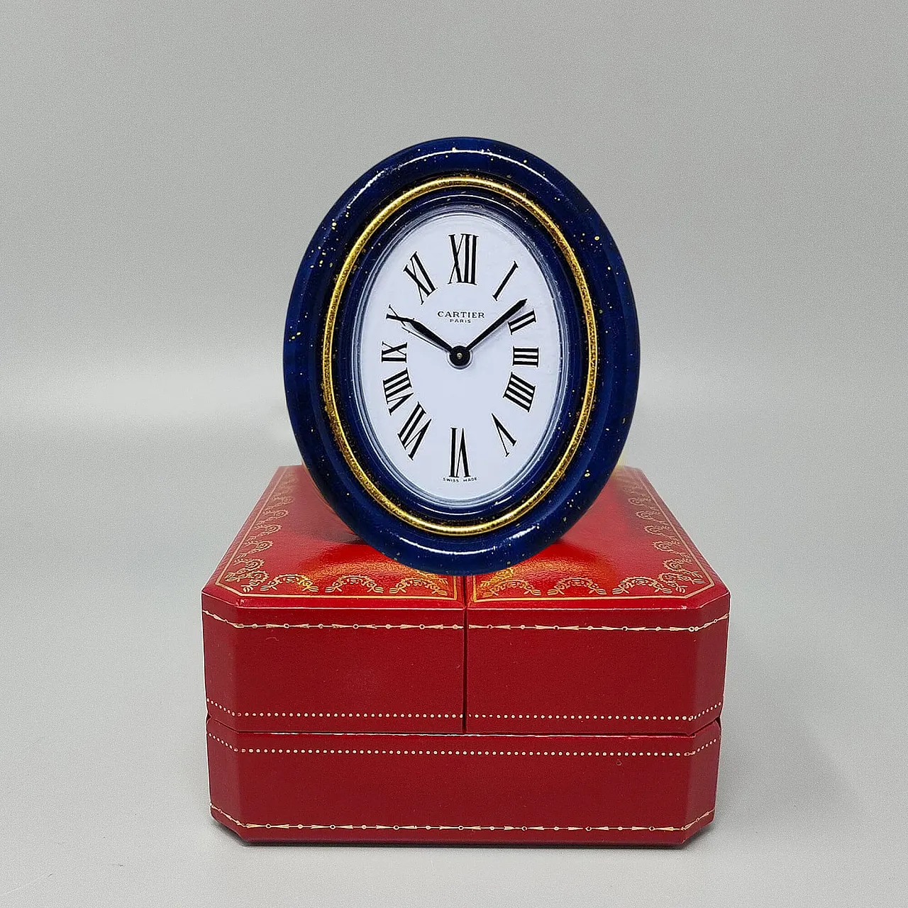 Cartier alarm clock pendulette lapis lazuli, 1980s 6