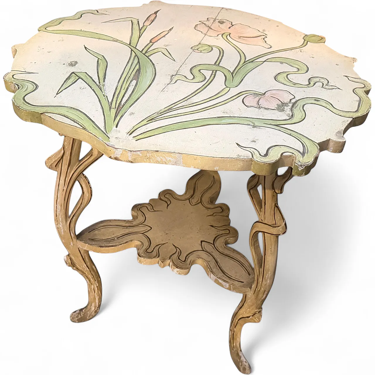 Art Nouveau lacquered wood round coffee table, early 20th century 16