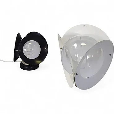 Pair of table lamps in metal and opaline glass by Arredoluce, 1970s