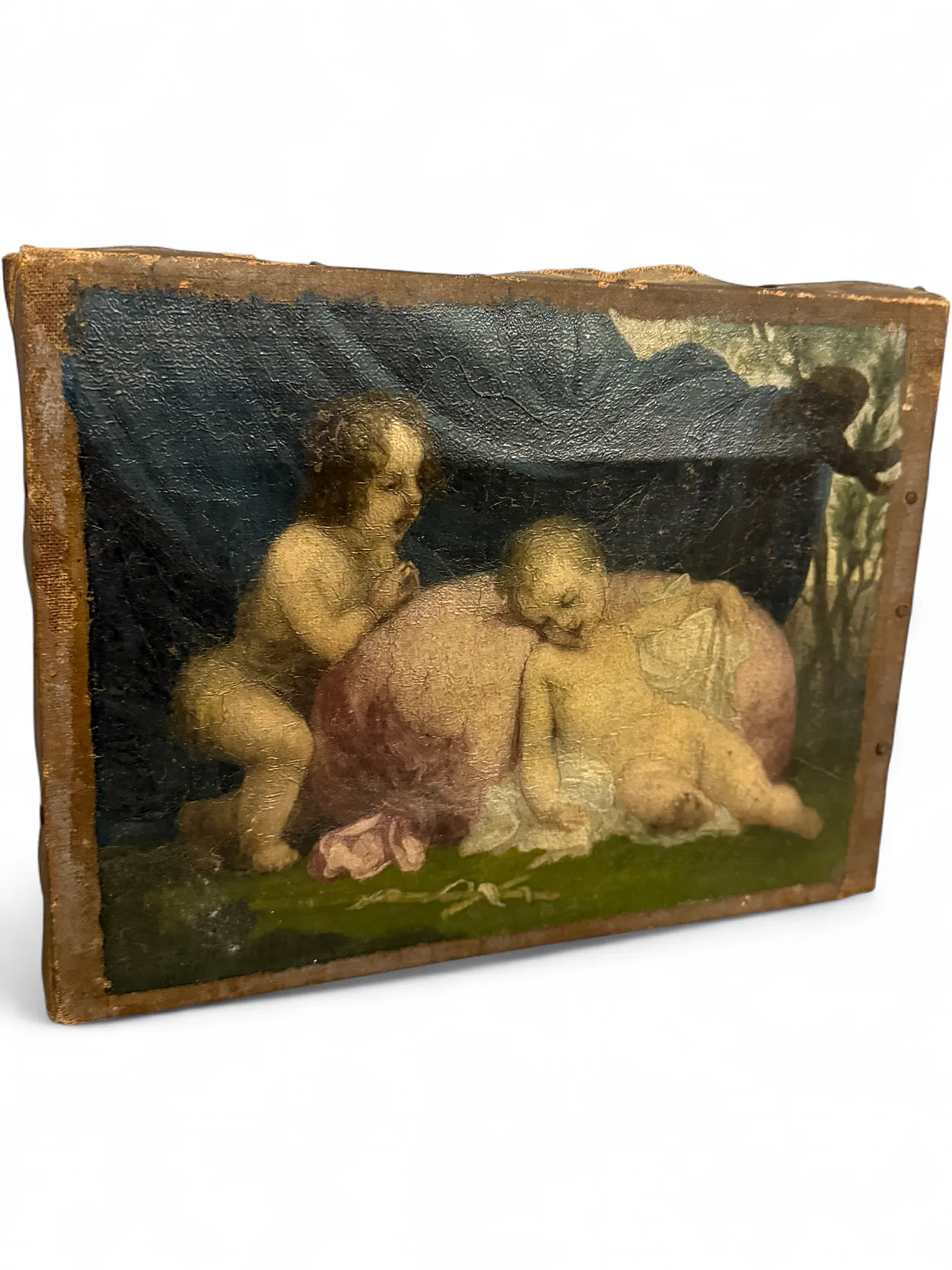 Dipinto olio su tela, putti festanti, '600 9