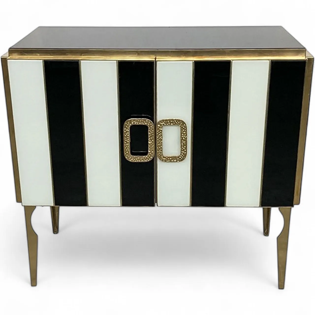 Sideboard in black and white Murano glass, 1980s 8