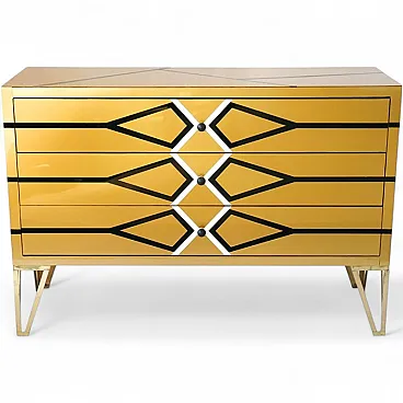 Colored laminate chest of drawers with 3 drawers, 1980s