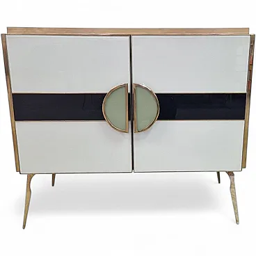 White sideboard with glass doors, 1990s