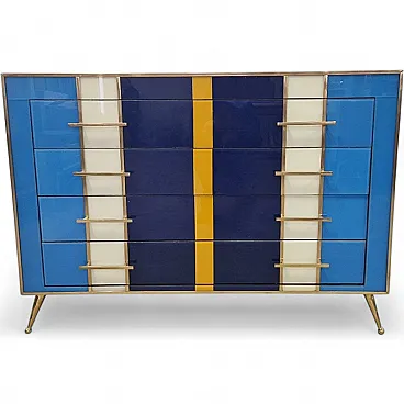 Chest of drawers with 4 glass drawers, 1990s