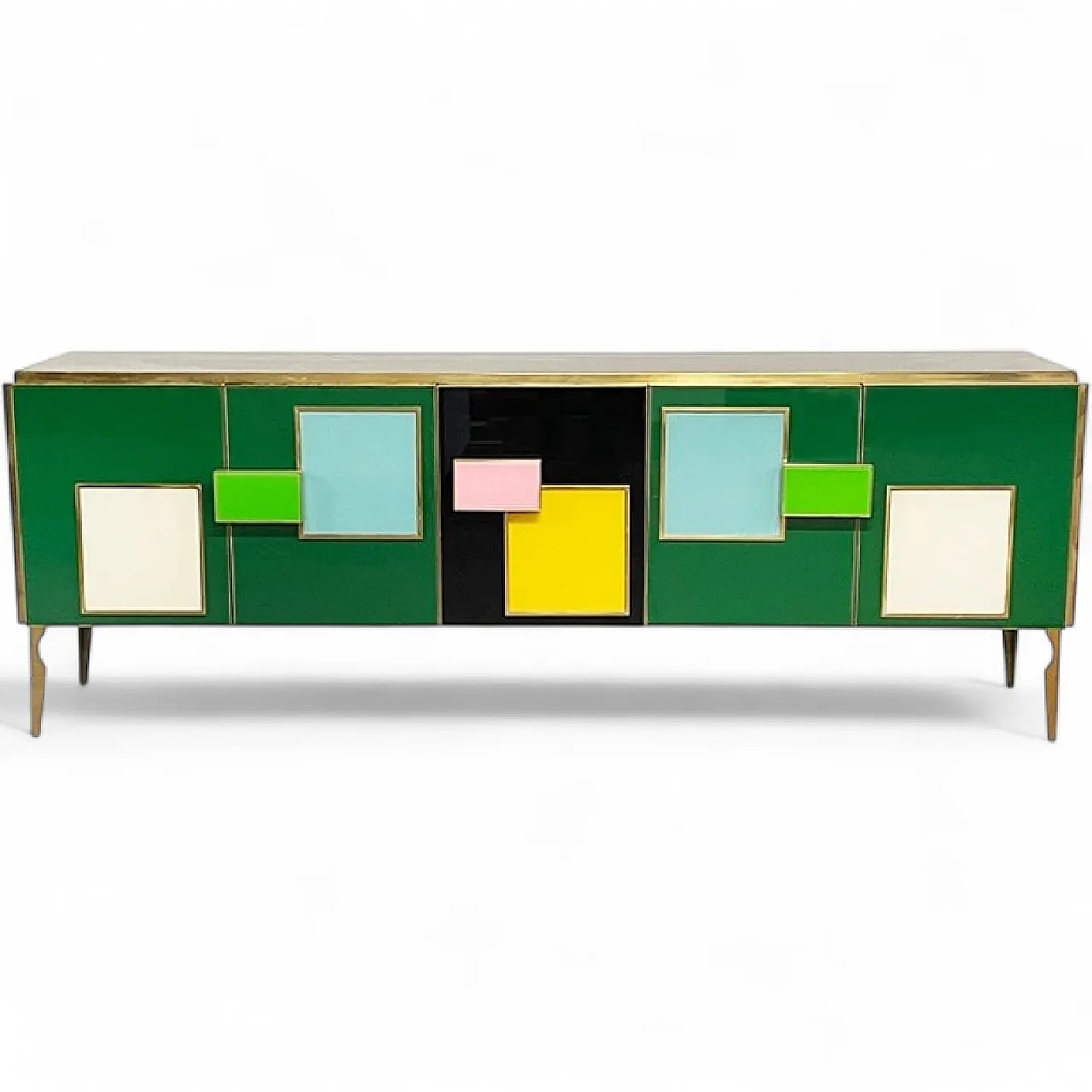 5-door sideboard in green glass, 1990s 7
