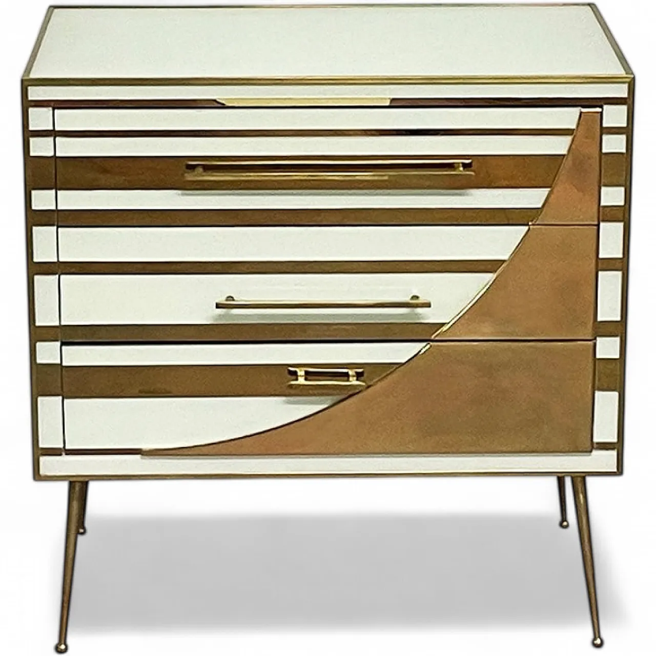 White and golden three-drawer chest of drawers, 1990s 7