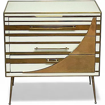 White and golden three-drawer chest of drawers, 1990s