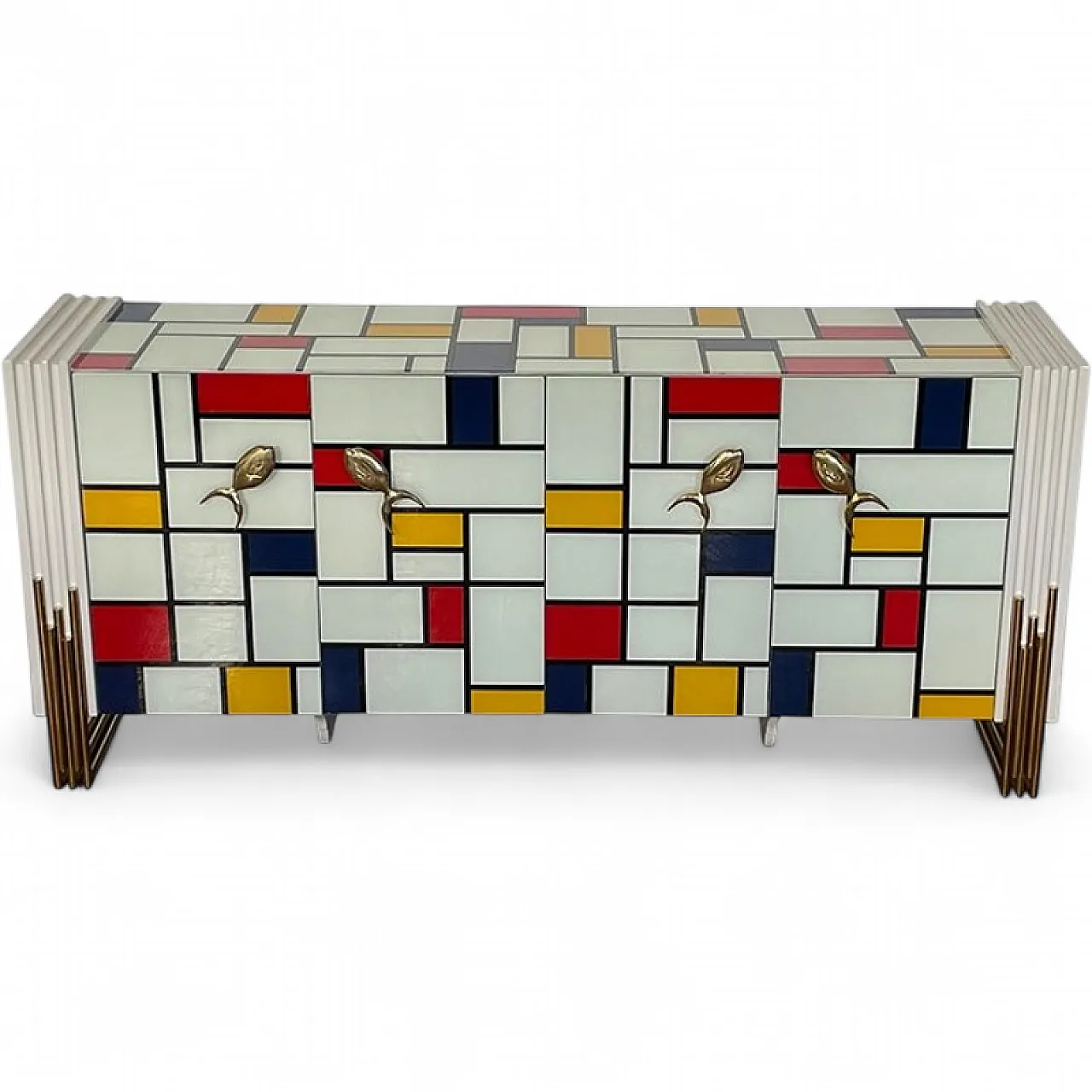 Credenza a quattro ante con maniglie a forma di pesce, anni '80 8