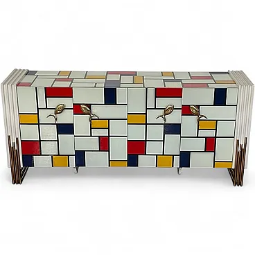 Four-door sideboard with fish-shaped handles, 1980s