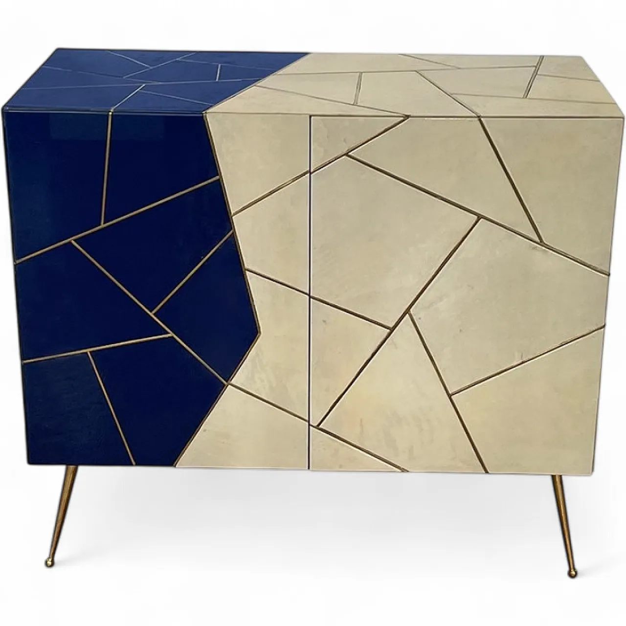 Credenza in vetro e pergamena, anni '80 7